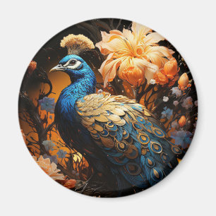 Imã Pavão Azul e Dourado Gerado por IA