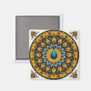 Imã Pavão decorativo em branco