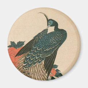 Imã Pavão e Peônias de Hiroshige, Arte Japonês