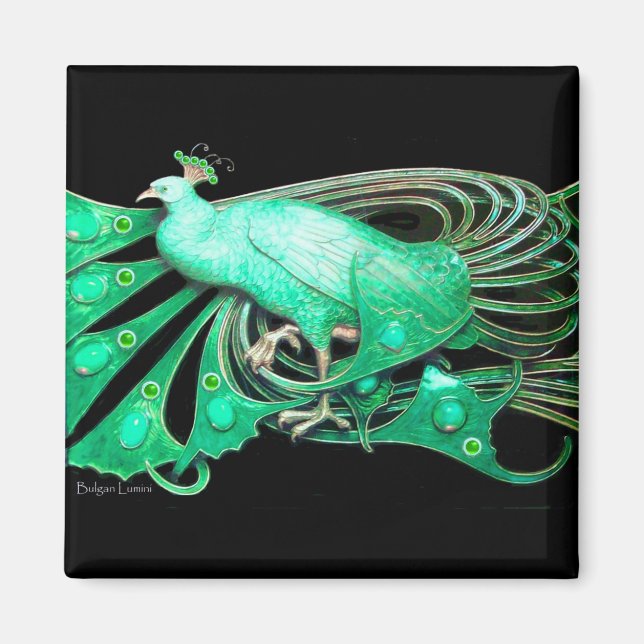 IMÃ PAVÃO ELEGANTE EM VERDE,PRETO (Frente)