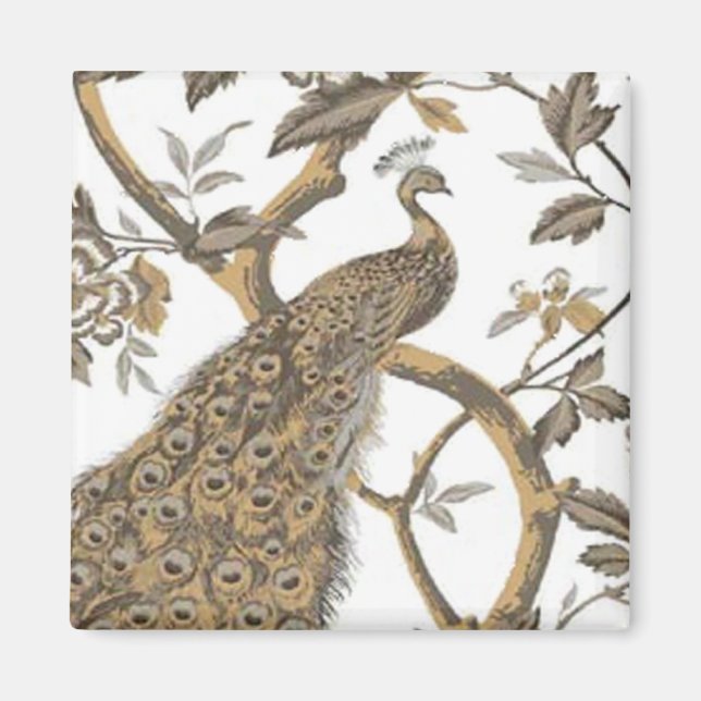 Imã Pavão Elegante No Magneta Branco (Frente)