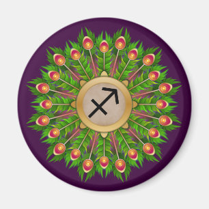 Imã Pavão Feather Wreath Zodiac Sagittariac