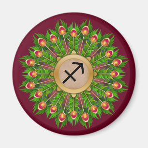 Imã Pavão Feather Wreath Zodiac Sagittariac