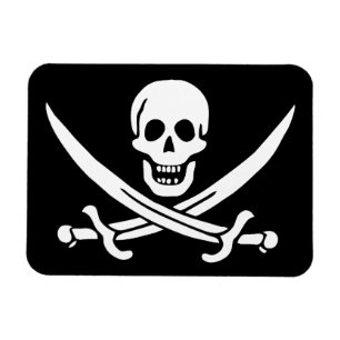 Ímã Pavilha de Sinalizador Pirata com Espadas Cruzadas