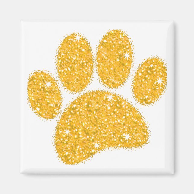 Imã Pawprint Cachorro Dourado (Frente)