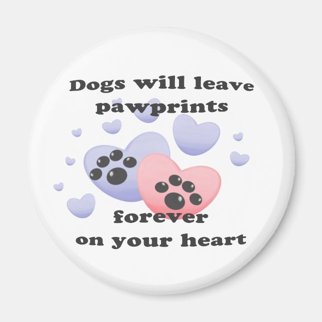 Imã Pawprint Cachorro No Coração (Frente)