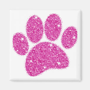 Imã Pawprint Cachorro Rosa-Brilhante
