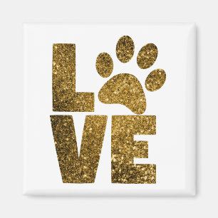 Imã Pawprint Love in Dourado