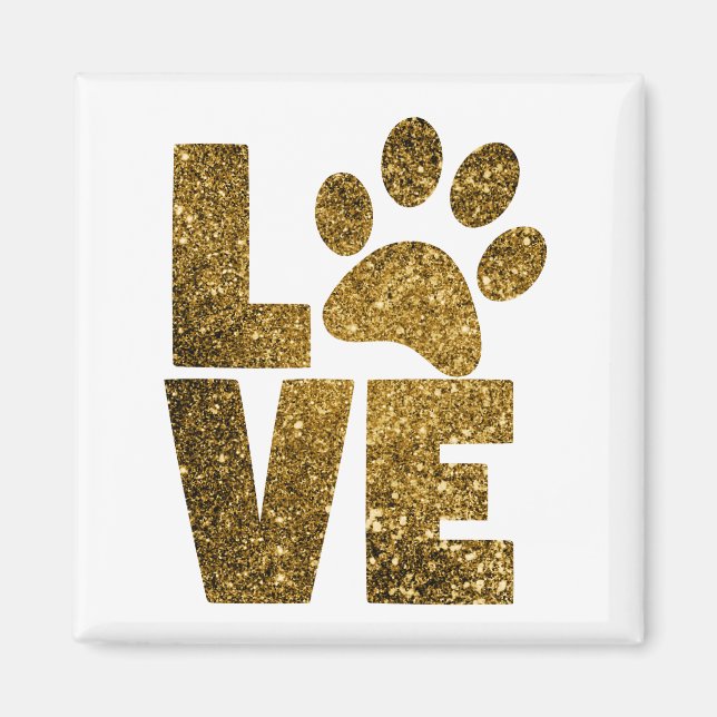Imã Pawprint Love in Dourado (Frente)