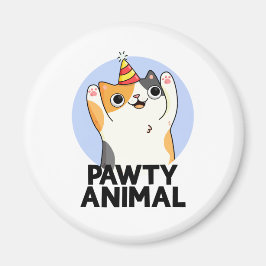 Imã Pawty Animal Funny Party Hat Cat Pun