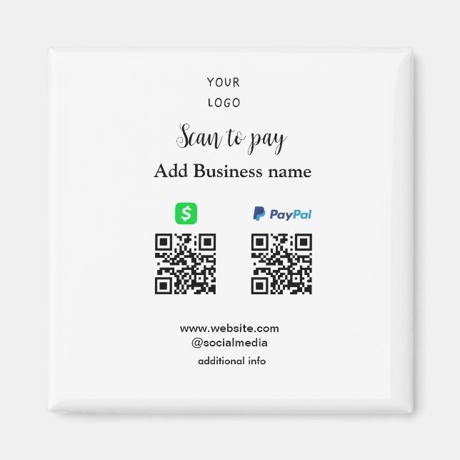 Imã Paypal Cashapp digitalizar para pagar QR adicionar (Frente)
