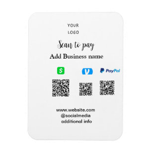 Ímã Paypal Cashapp venmo scanear para pagar QR adicion