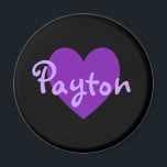 Imã Payton em Roxo<br><div class="desc">Bonito design de nome de coração roxo para Payton. Um presente bonito para as meninas.</div>