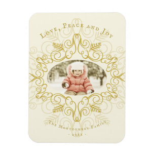 Ímã Paz Amor Alegria Folhagem Festiva Foto de Feriado