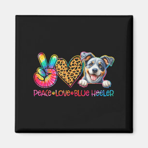 Imã Paz Amor Blue Heeler Tie Dye Amante de Cachorro