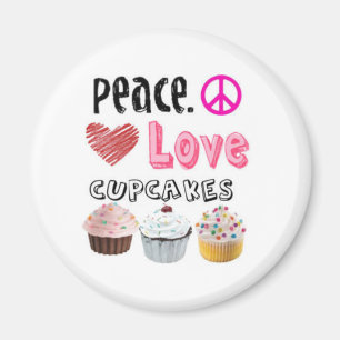 Imã Paz. Amor. Cupcakes. Ímã