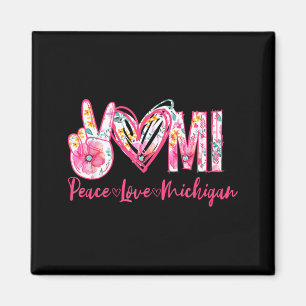 Imã Paz Amor Michigan Floral Vintage Orgulho de Michig