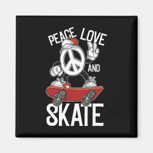 Imã Paz Amor Patinação Patinador Engraçado Skate E Pat