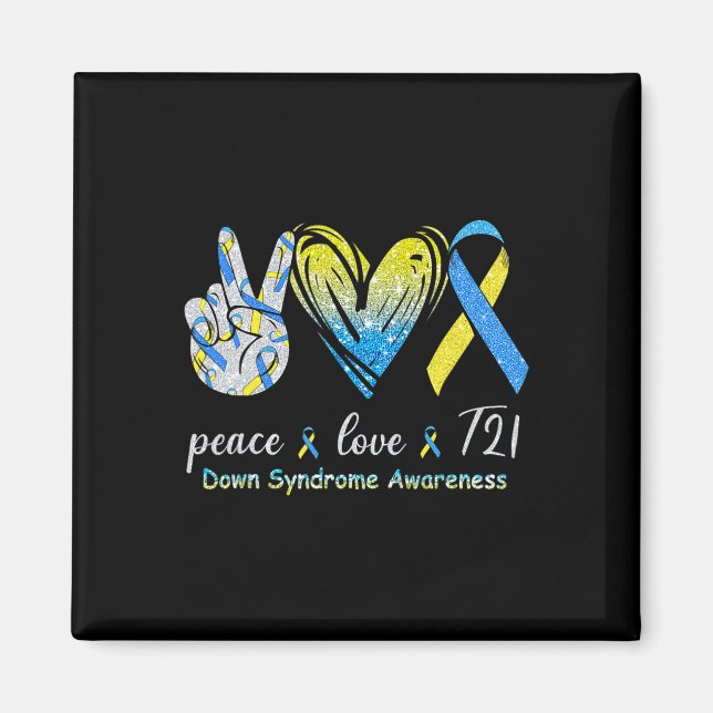 Imã Paz Amor T21 Conscientização da Síndrome de Down A (Frente)