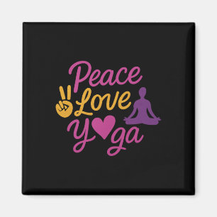 Imã Paz Amor Yoga Rótulo Gráfico Magenta Dourado