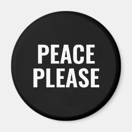 Imã Paz por favor texto branco preto minimalista anti-