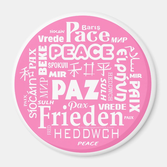 Imã Paz rosa personalizada do ímã (Frente)