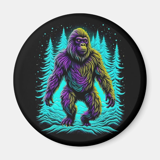 Imã Pé Grande Asquatch em Teal e Preto (Frente)