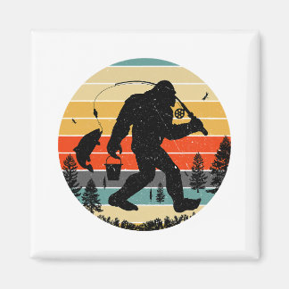 Imã Pé Grande Pesca Yeti Sasquatch Pescadores Retro