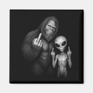 Imã Pé Grande Sasquatch Alien Espacial Dedo do Meio