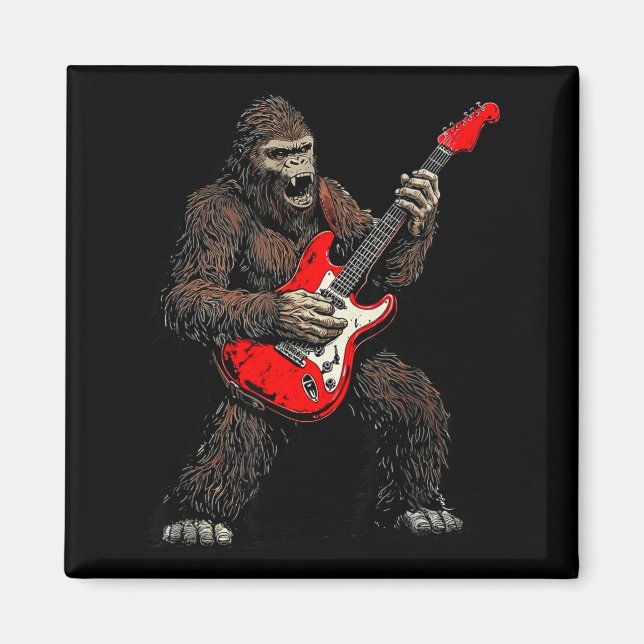 Imã Pé grande tocando guitarra banda de rock Sasquatch (Frente)