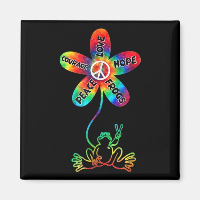 Imã Peace Courage Love Hope Sapos Hippie (Frente)