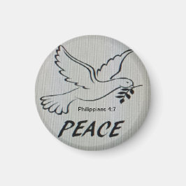Imã Peace Dove Button with scripture