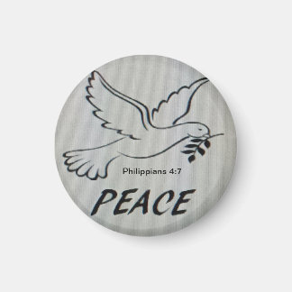 Imã Peace Dove Button with scripture