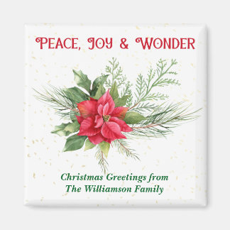 Imã Peace Joy & Wonder Red Poinsettia Christmas