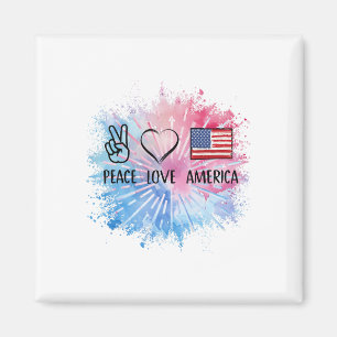 Imã Peace Love America Tie Dye 4 de julho Patriótico F