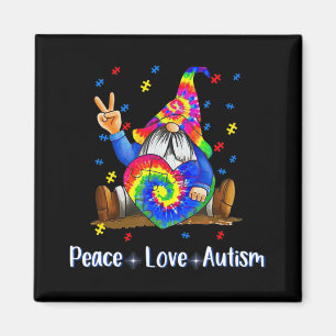 Imã Peace Love Autism Gnome Autism Tie Dye Autism Awar