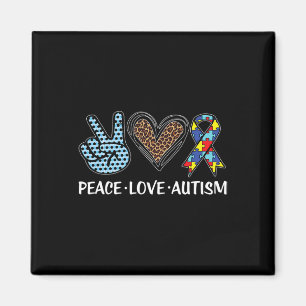 Imã Peace Love Autism Quebra-cabeça Pizes Ribbon Autis