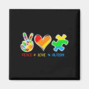 Imã Peace Love Autism Quebra-cabeça Pizes Ribbon Autis