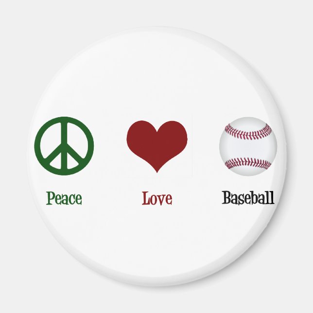 Imã Peace Love Baseball (Frente)