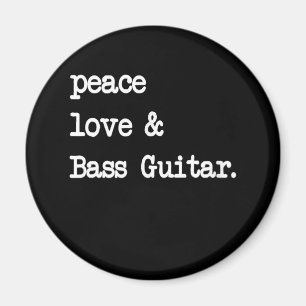Imã Peace Love & Bass Guitar Musico Guitaris