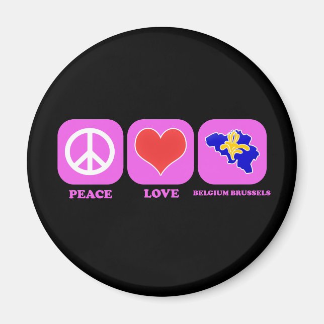 Imã Peace Love Belgium Bruxelas (Frente)