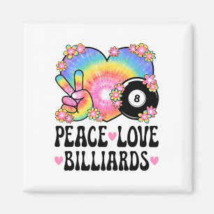 Imã Peace Love Billiards Lover 60s 70s Hippie Outfit B