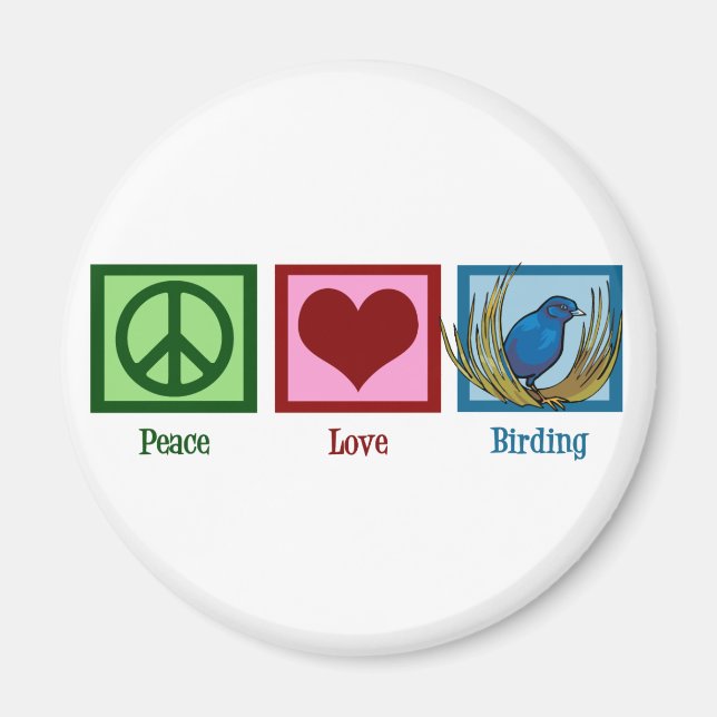 Imã Peace Love Birding (Frente)