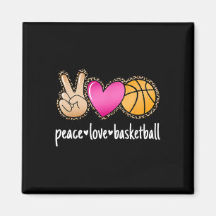 Imã Peace Love Bysketbyll Leopard Imprime Girls Por