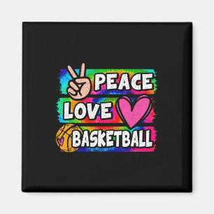 Imã Peace Love Bysketbyll Lover Cute Tie Dye Girls Boy