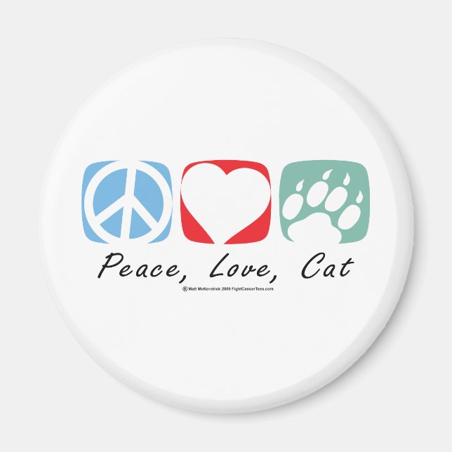 Imã Peace Love Cat (Frente)