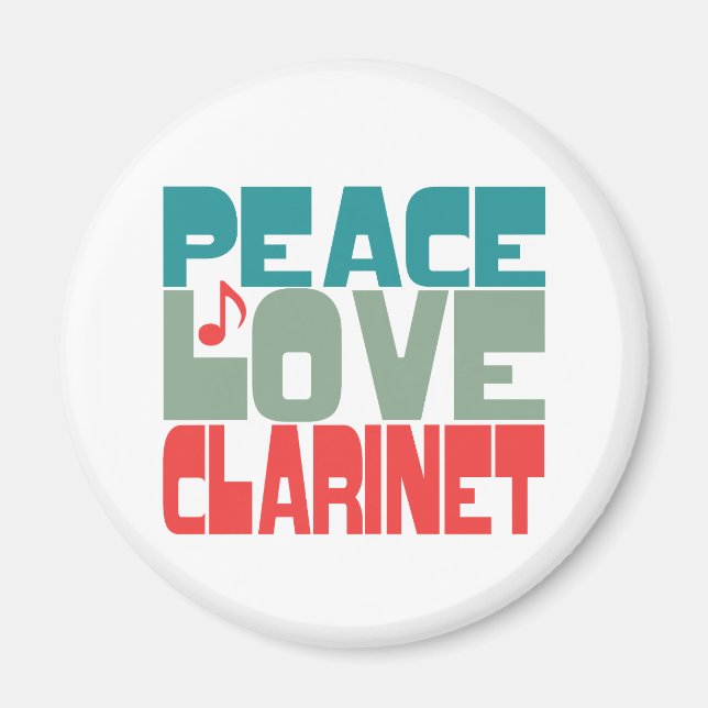 Imã Peace Love Clarinet (Frente)