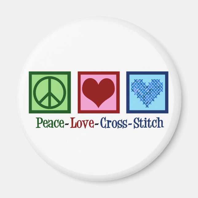 Imã Peace Love Cross Stitch (Frente)