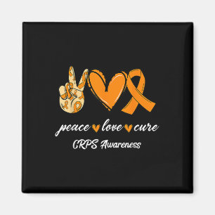 Imã Peace Love Cure Orange Ribbon Crps Dom Consciência