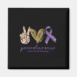 Imã Peace Love Cure Purple Ribbon Fibrose Cística Roxa